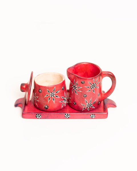Small Crafted and Hand Painted Milk and Sugar Set - Nathez out of Africa