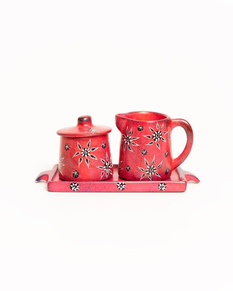 Small Crafted and Hand Painted Milk and Sugar Set - Nathez out of Africa