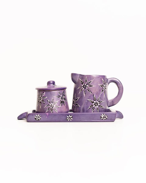 Small Crafted and Hand Painted Milk and Sugar Set - Nathez out of Africa