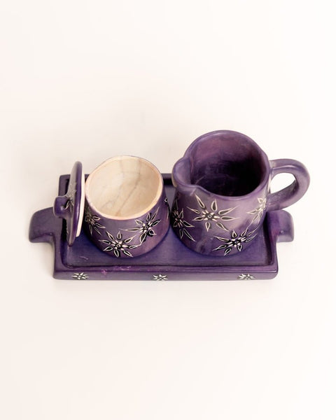 Small Crafted and Hand Painted Milk and Sugar Set - Nathez out of Africa