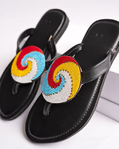 Beaded Leather Slippers - Nathez out of Africa