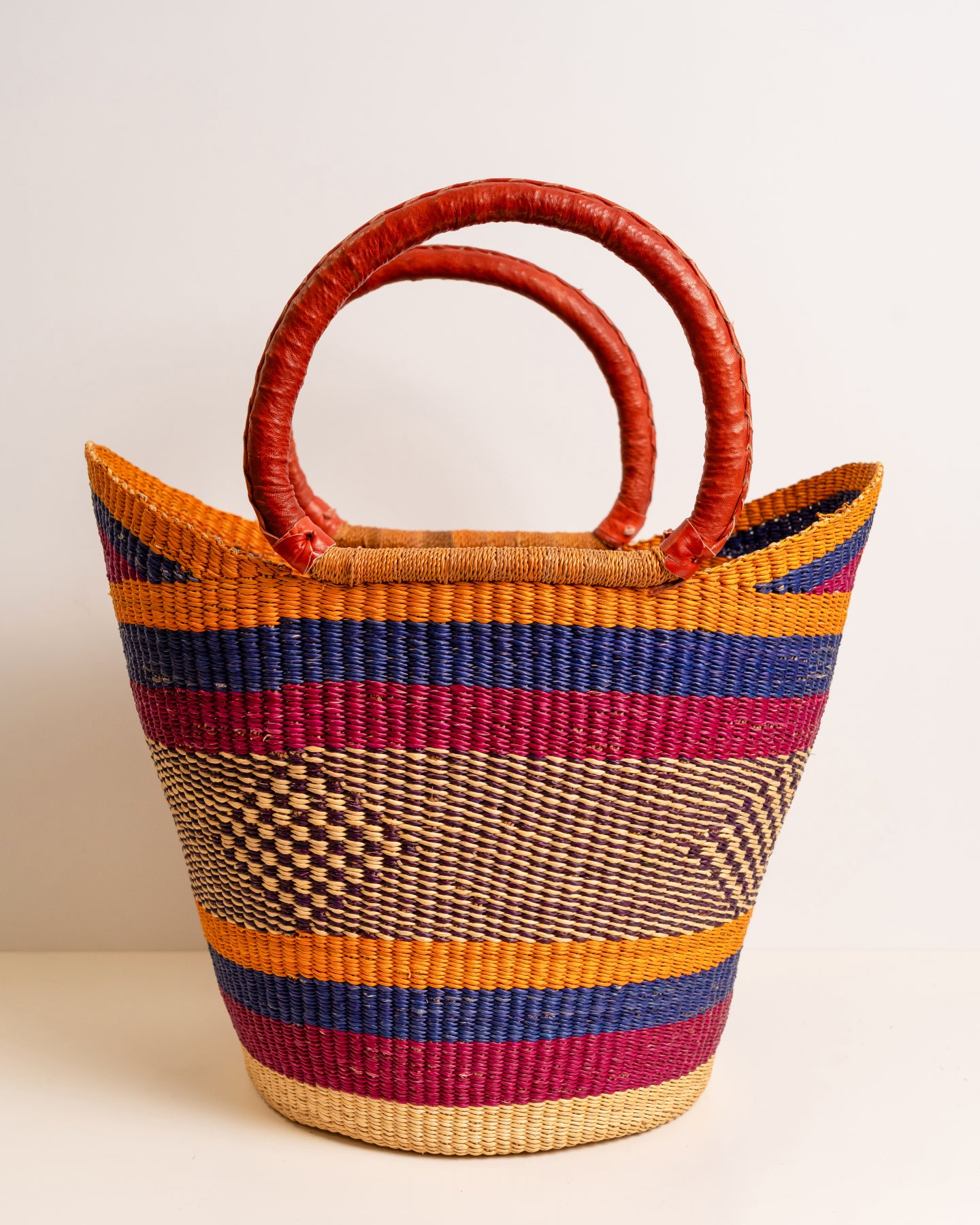 Luxury African market basket made from elephant grass in Ghana