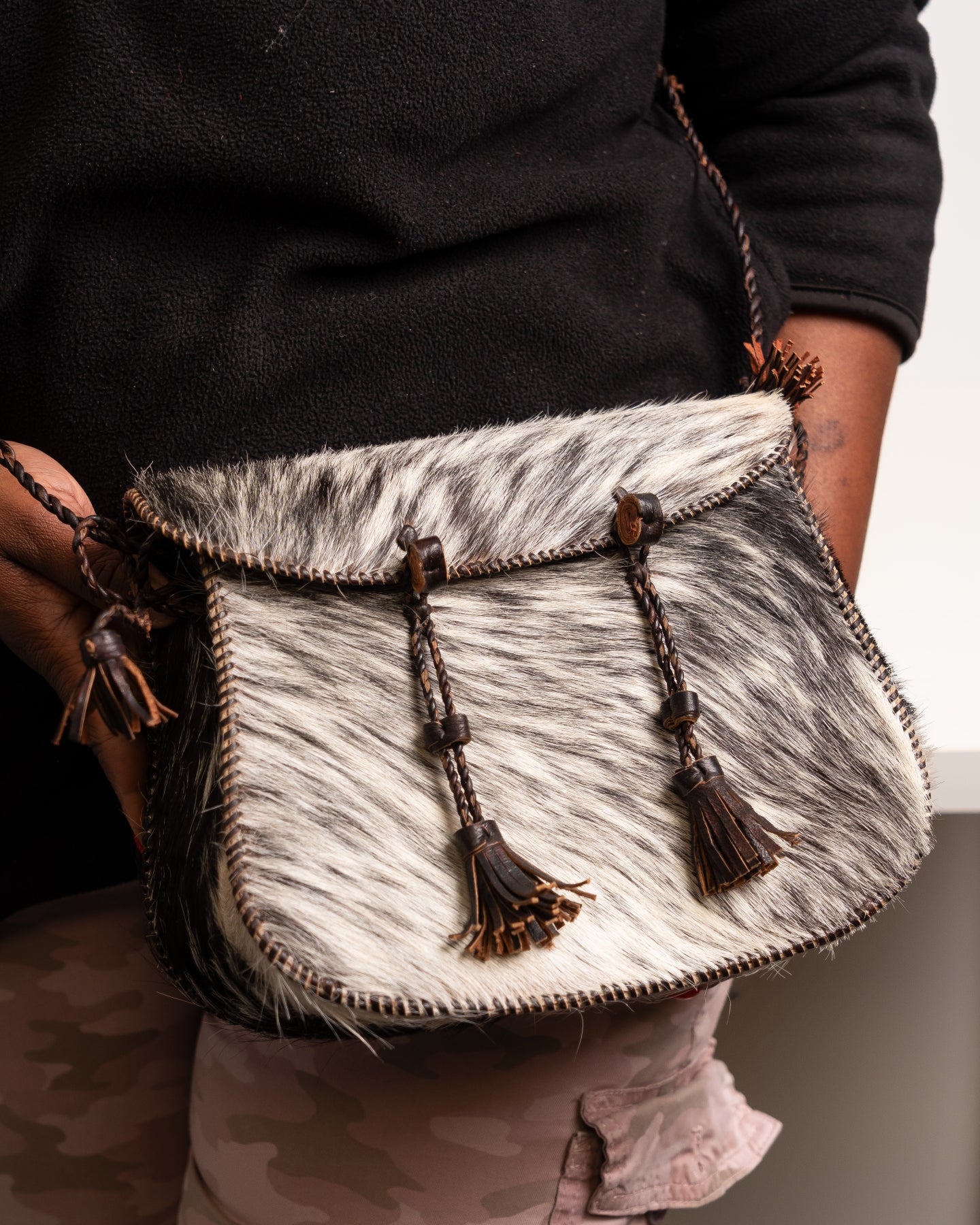 Bolga Cowhide Crossbody Bag – Handcrafted in Ghana