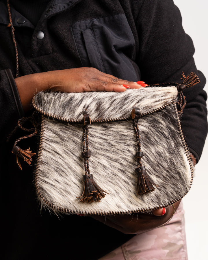 Bolga Cowhide Crossbody Bag – Handcrafted in Ghana