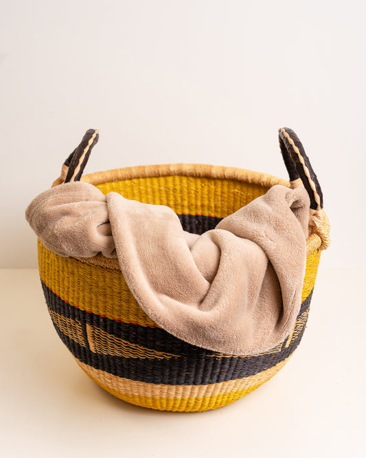 Bolga Round storage basket - Yellow