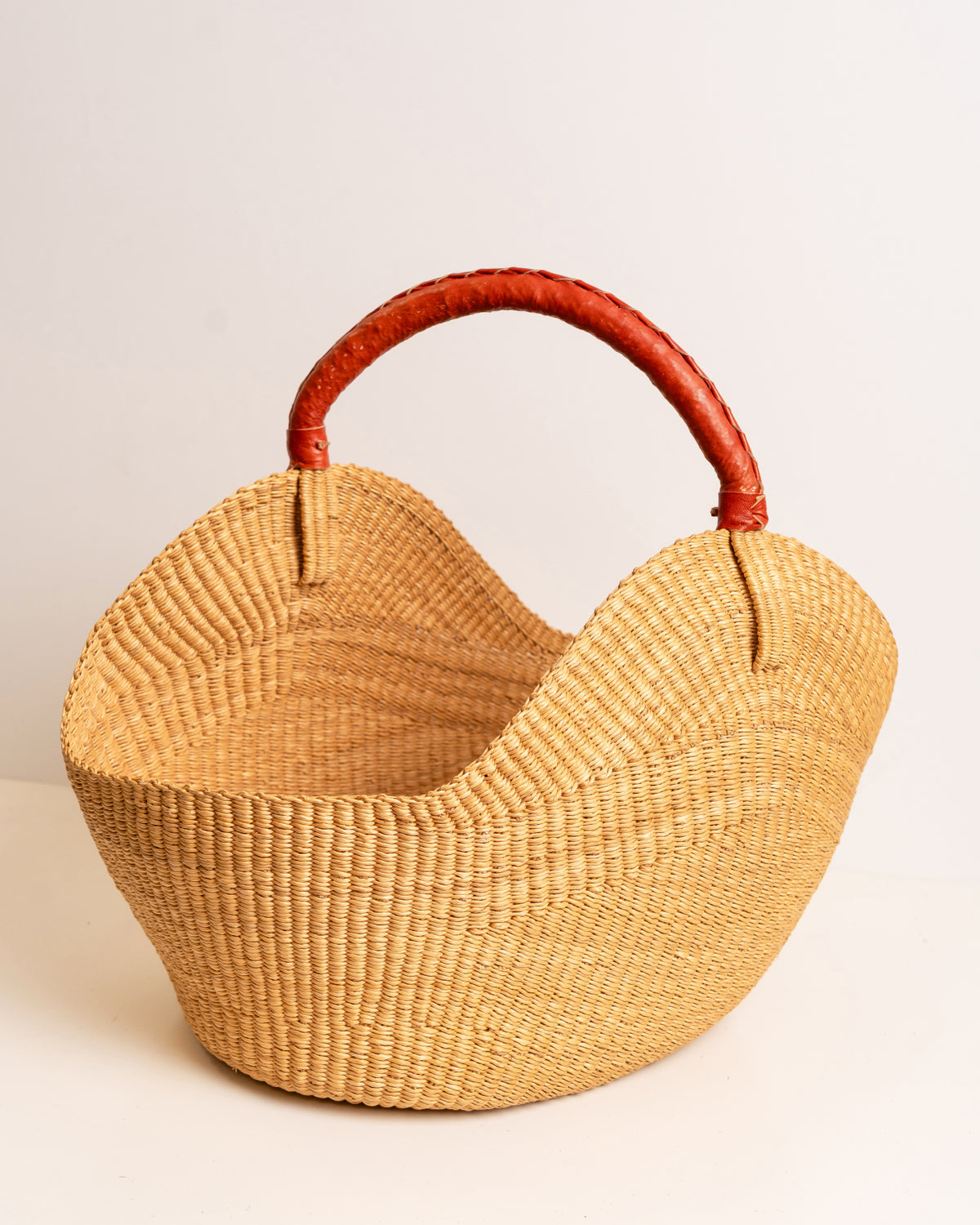 Hand-woven Bolga basket — colourful ethical African artisan basket, ethically made Ghana
