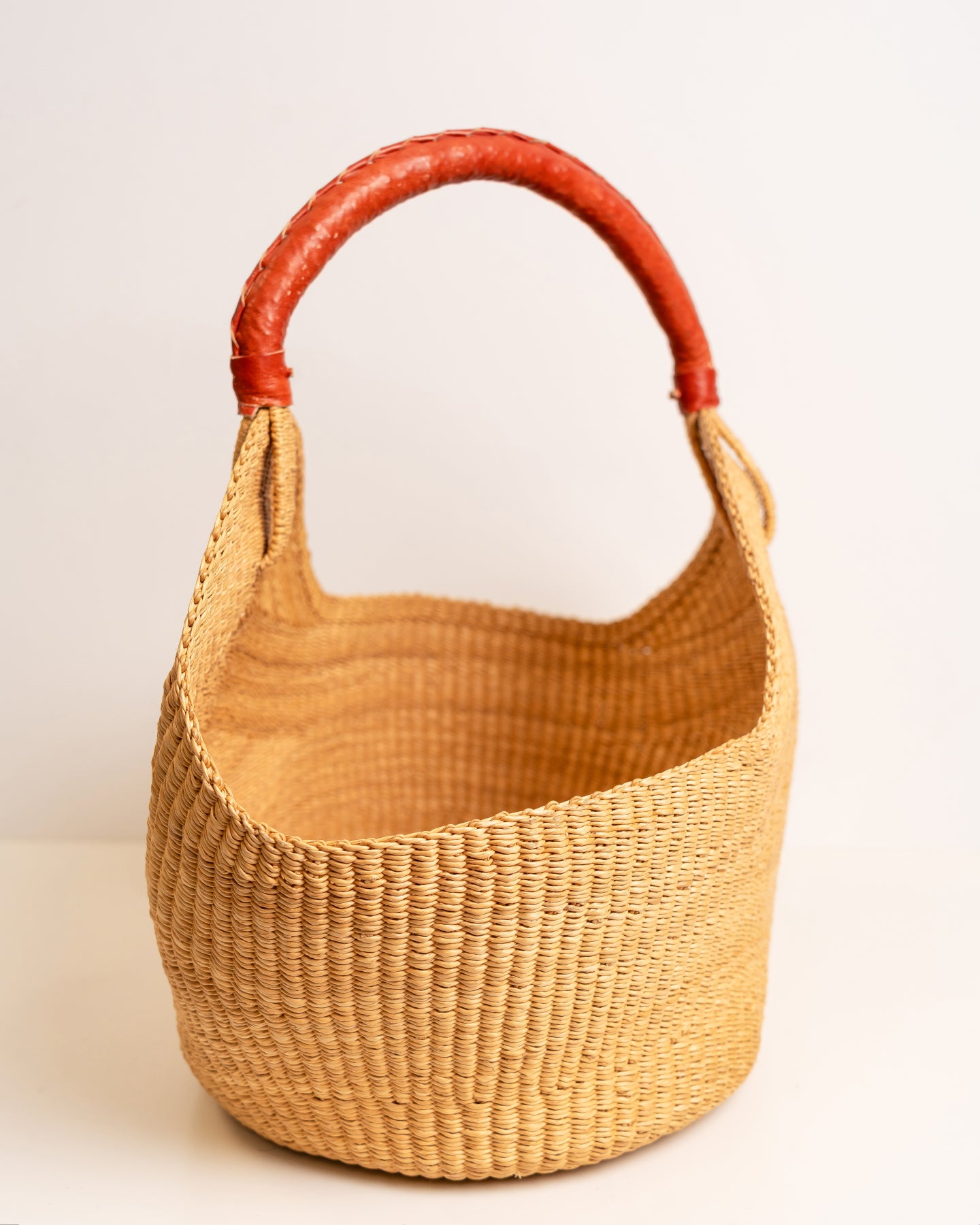 Hand-woven Bolga basket — colourful ethical African artisan basket, ethically made Ghana
