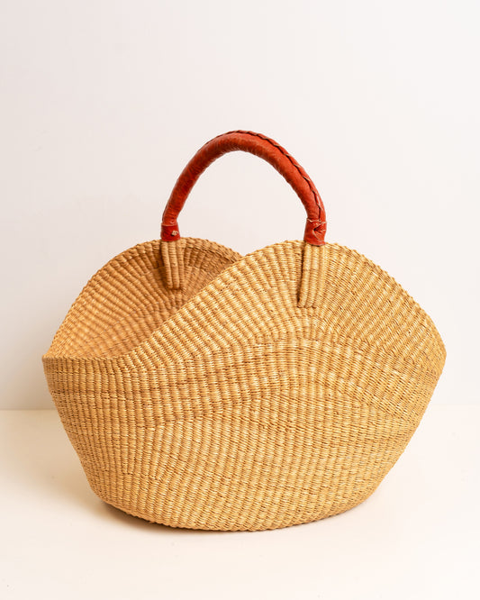 Hand-woven Bolga basket — colourful ethical African artisan basket, ethically made Ghana