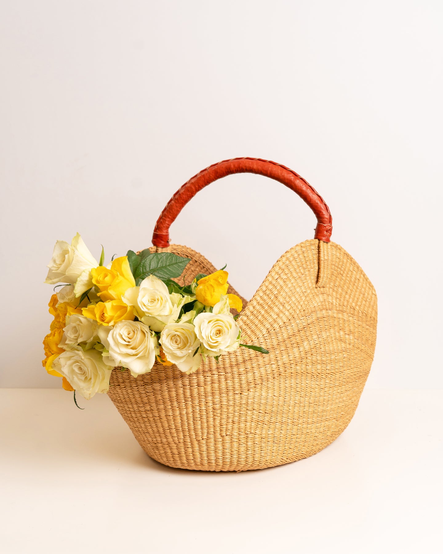Hand-woven Bolga basket — colourful ethical African artisan basket, ethically made Ghana