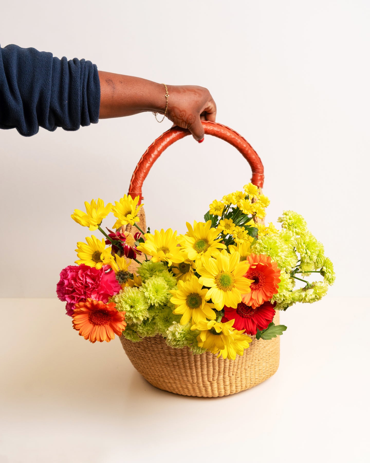 Hand-woven Bolga basket — colourful ethical African artisan basket, ethically made Ghana