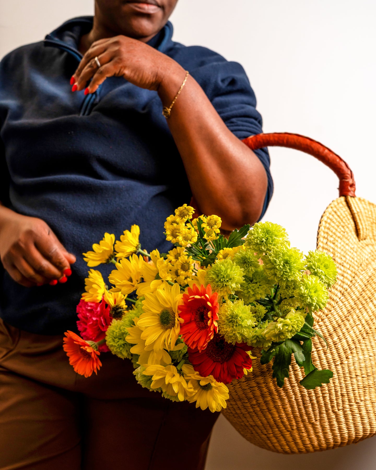 Hand-woven Bolga basket — colourful ethical African artisan basket, ethically made Ghana