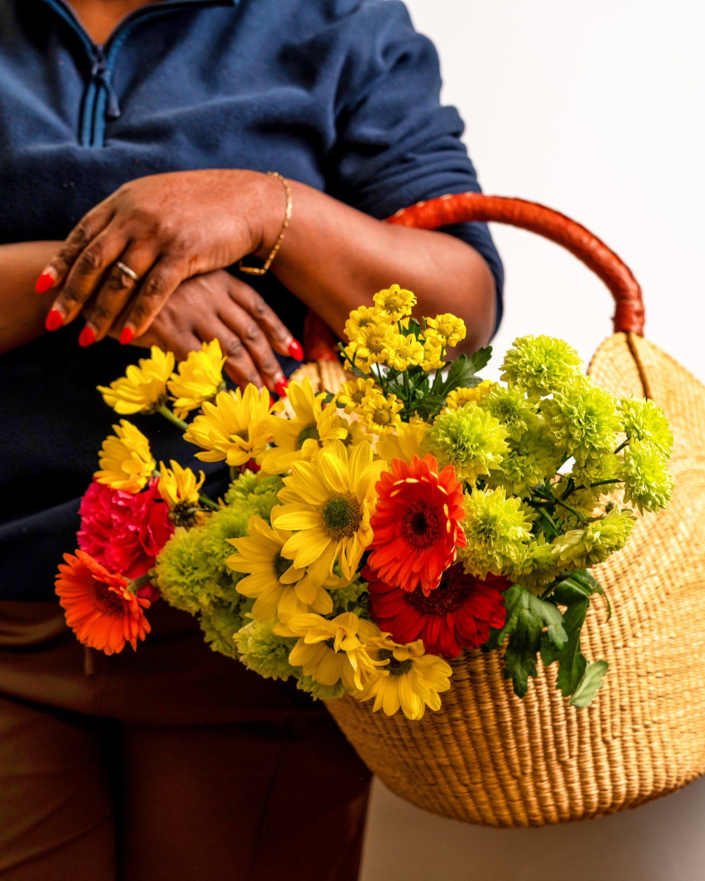 Hand-woven Bolga basket — colourful ethical African artisan basket, ethically made Ghana
