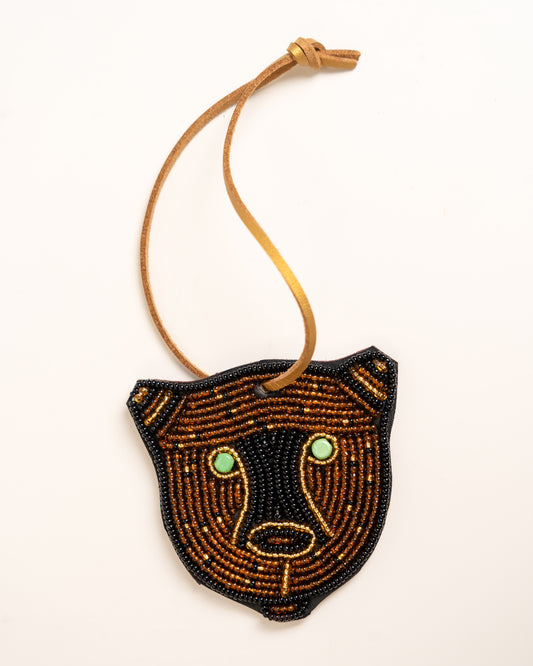 Hand-beaded African panther bag charm — Kenyan artisan-made beaded animal accessory