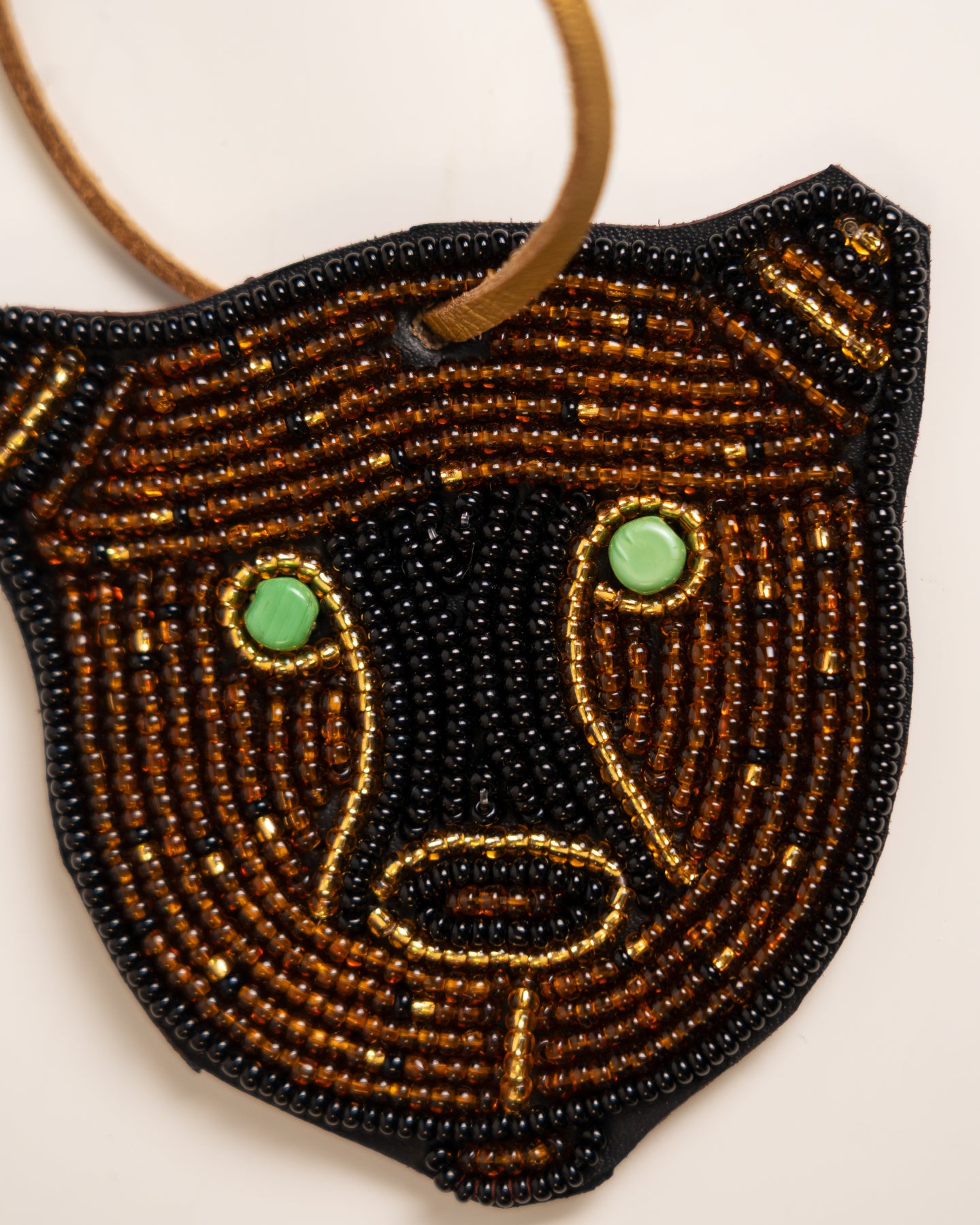 Hand-beaded African panther bag charm — Kenyan artisan-made beaded animal accessory