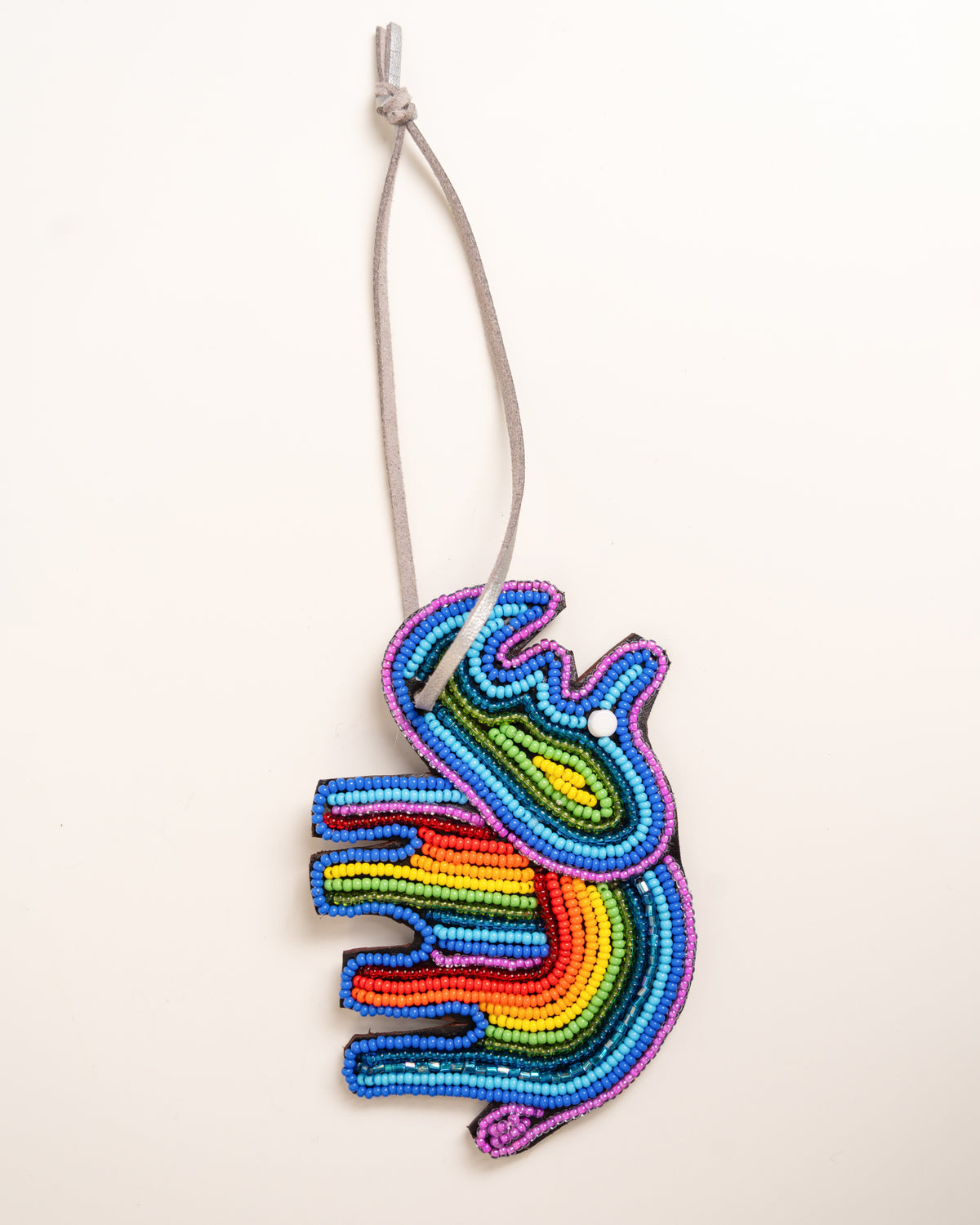 Hand-beaded African rhino bag charm — Kenyan artisan-made beaded animal accessory