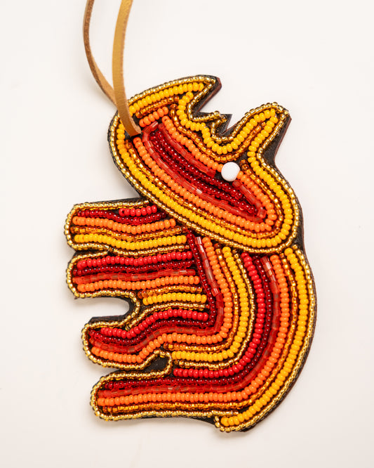 Hand-beaded African rhino bag charm — Kenyan artisan-made beaded animal accessory