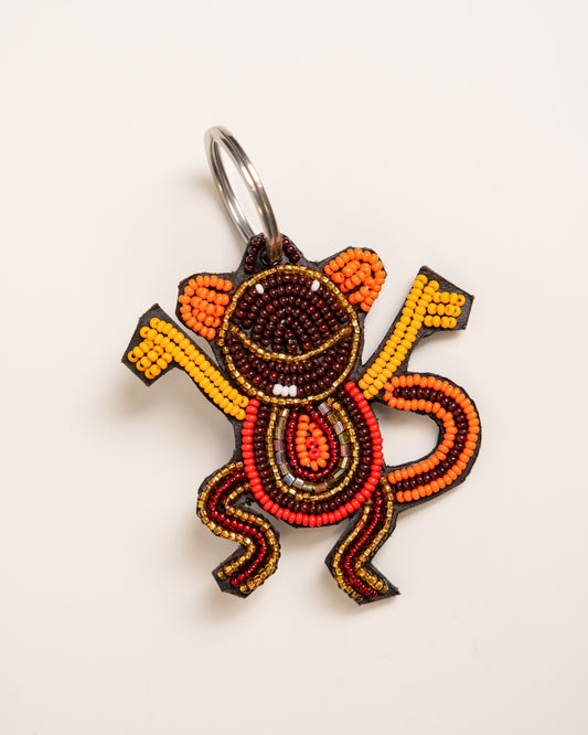 Hand-beaded African wildlife monkey keychain — Kenyan artisan-made beaded animal keyring