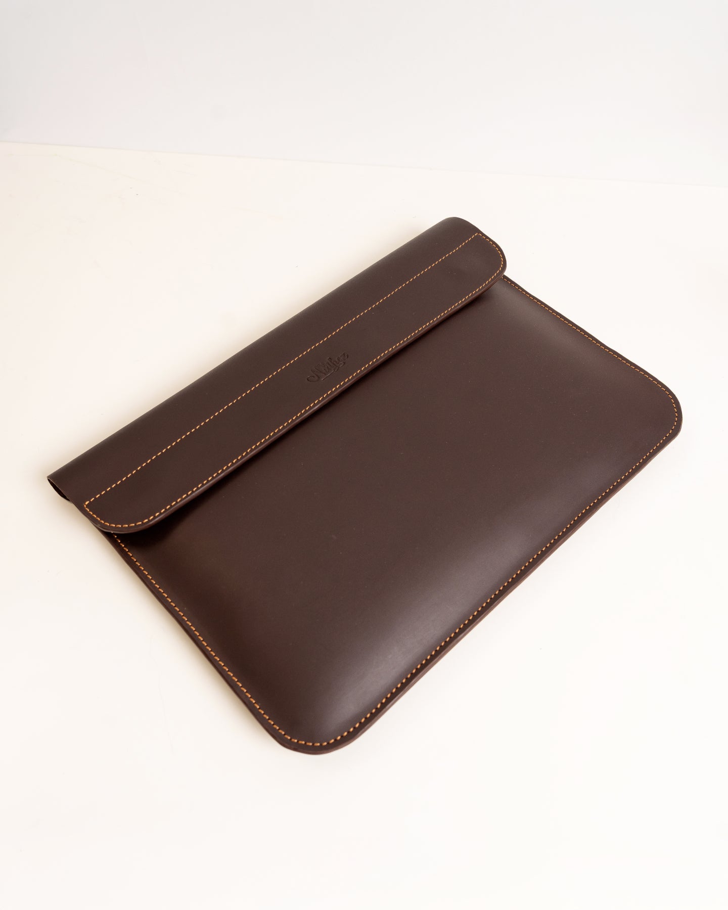 Genuine leather laptop sleeve dark chocolate — handcrafted African leather laptop case