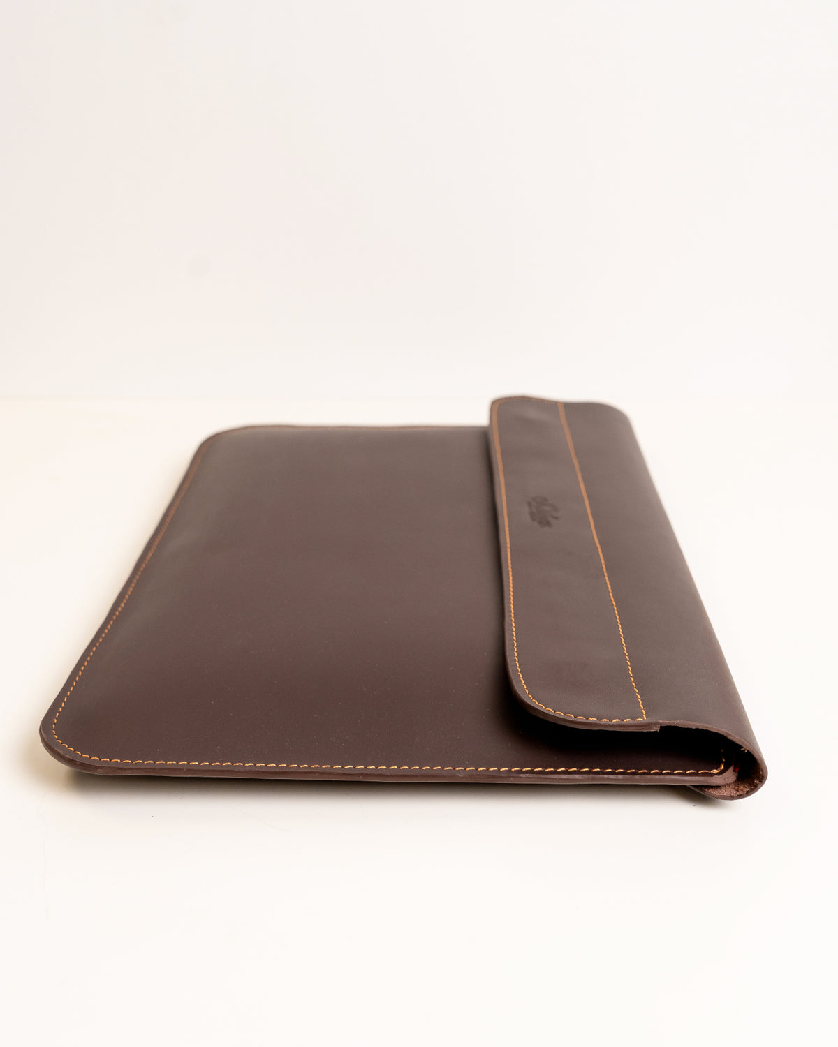 Genuine leather laptop sleeve dark chocolate — handcrafted African leather laptop case