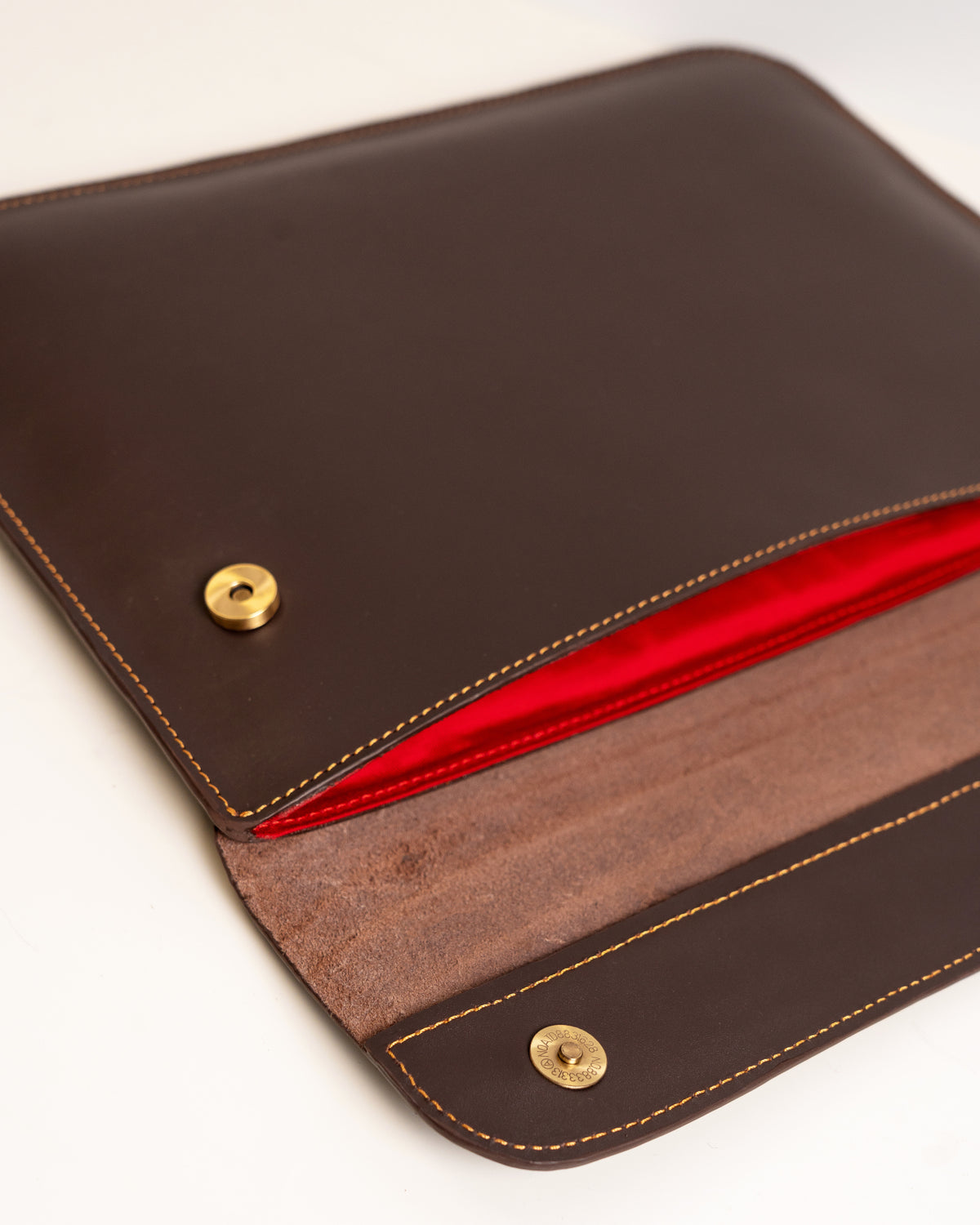 Genuine leather laptop sleeve dark chocolate — handcrafted African leather laptop case