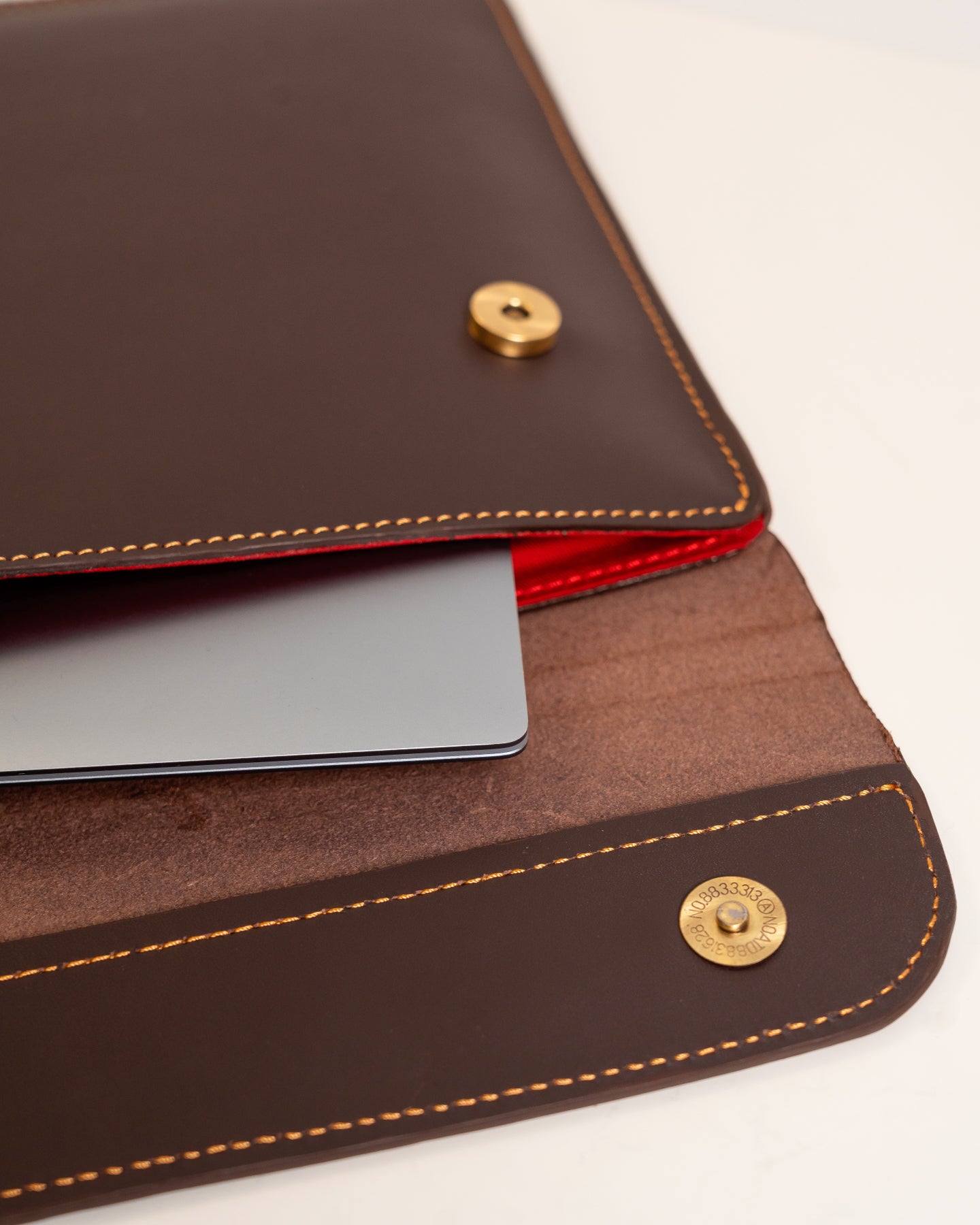 Genuine leather laptop sleeve dark chocolate — handcrafted African leather laptop case