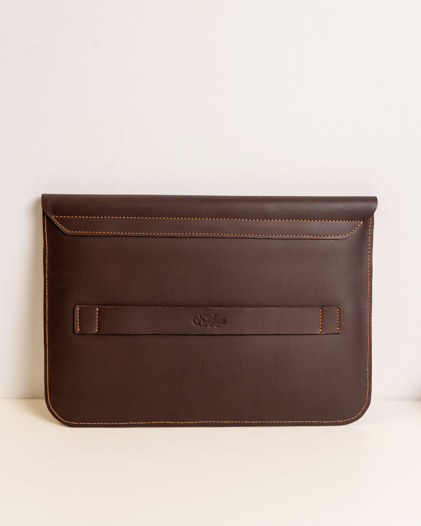 Genuine leather laptop sleeve dark chocolate — handcrafted African leather laptop case