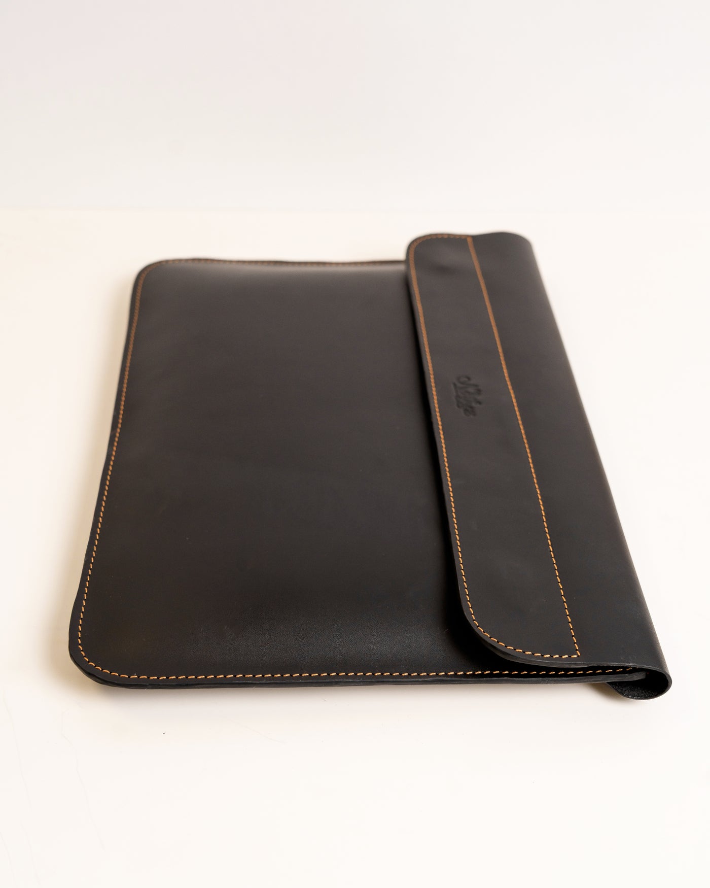 Leather Laptop Sleeve - Jet Black