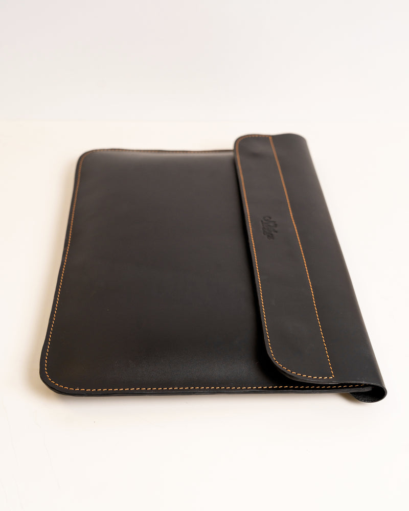 Leather Laptop Sleeve - Jet Black