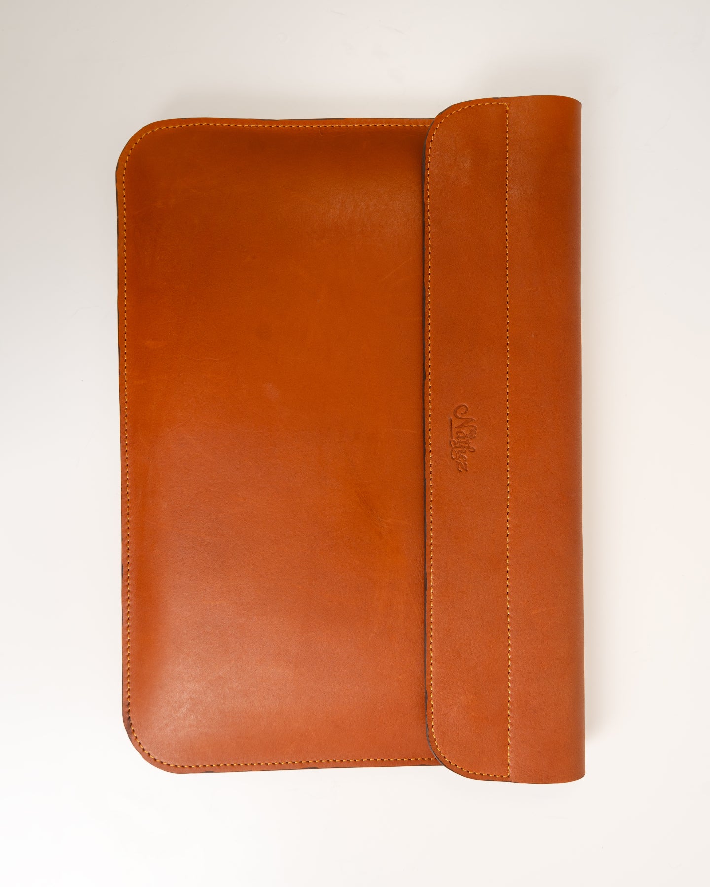 Genuine leather laptop sleeve saddle brown — handcrafted African leather laptop case