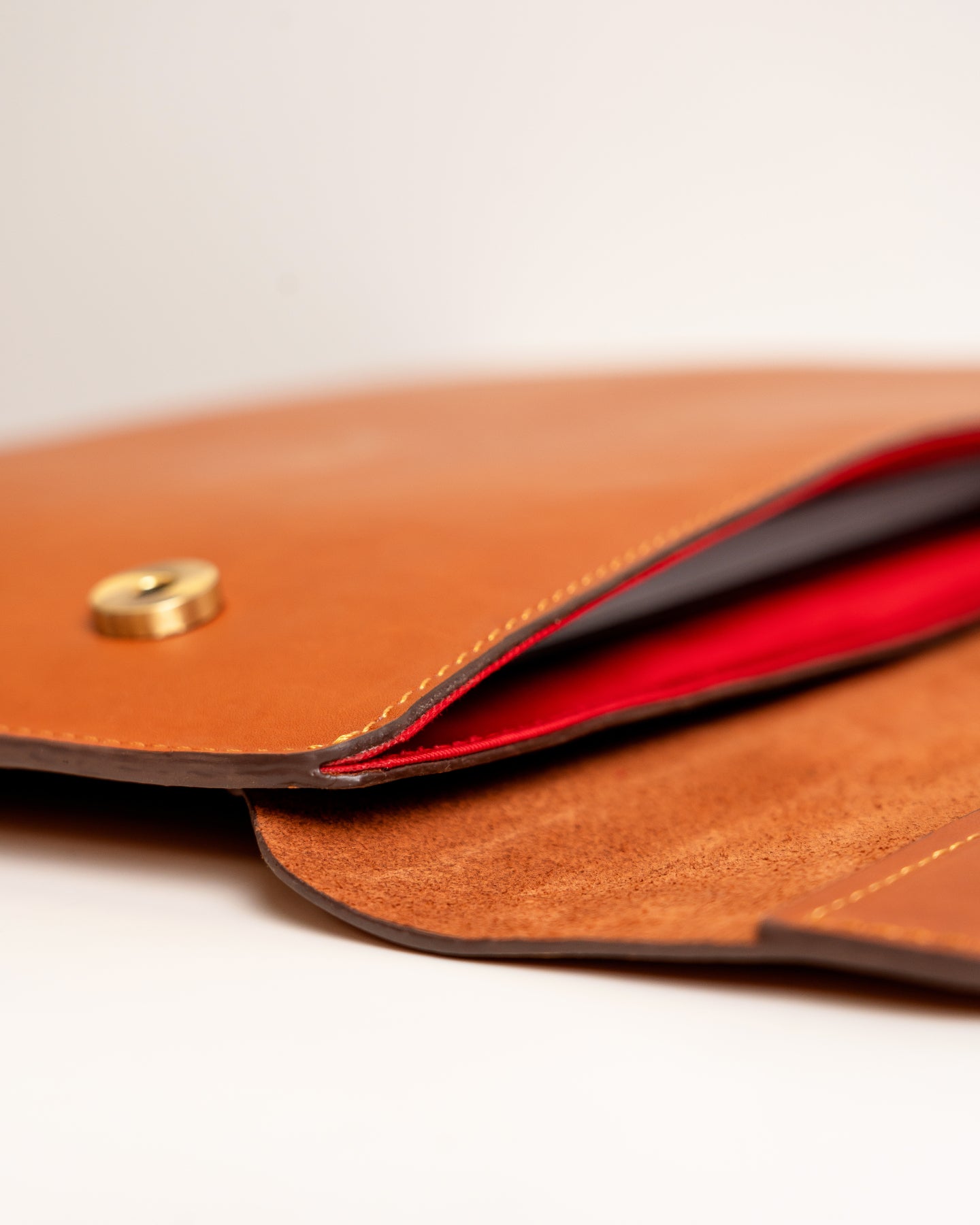 Genuine leather laptop sleeve saddle brown — handcrafted African leather laptop case