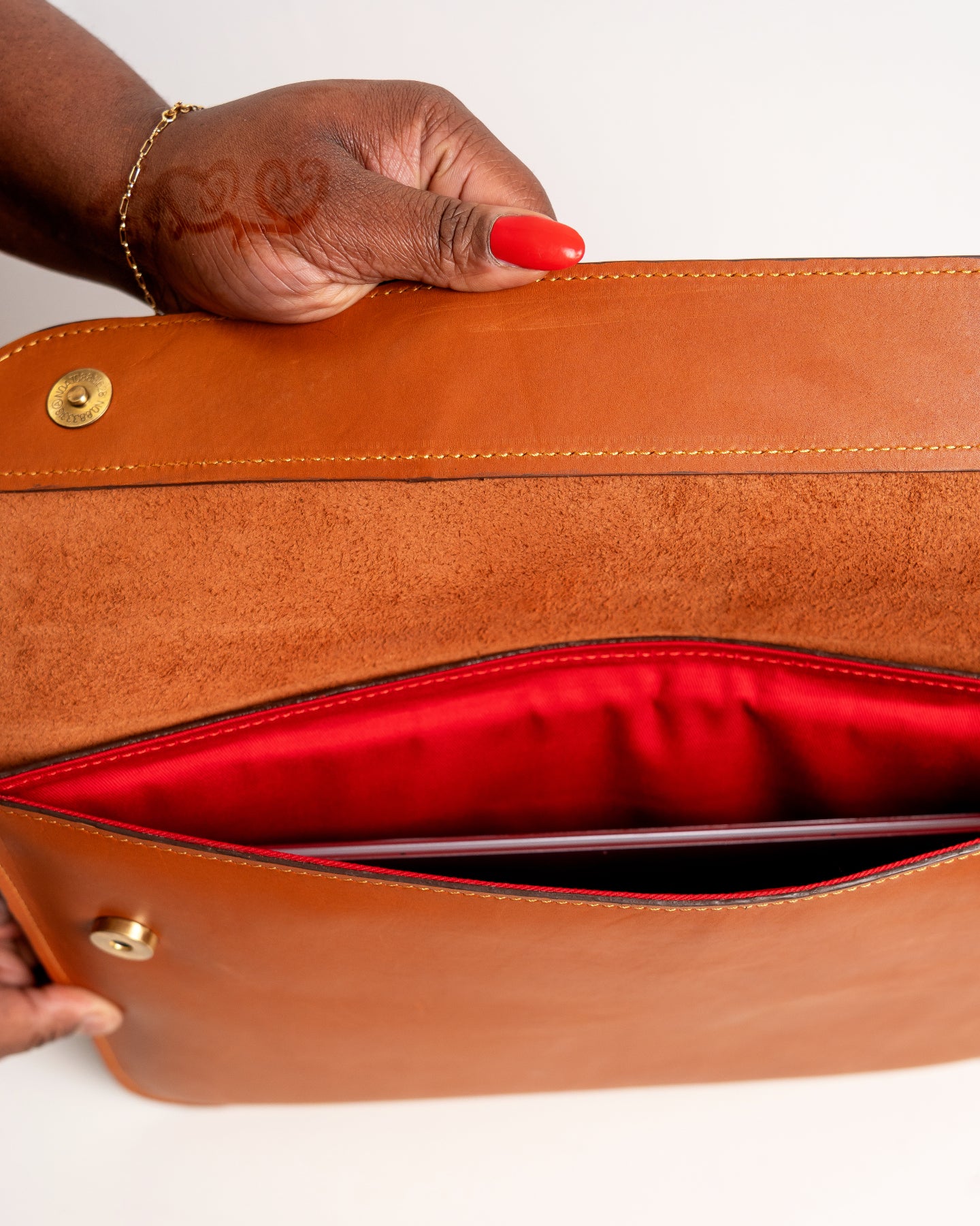Genuine leather laptop sleeve saddle brown — handcrafted African leather laptop case