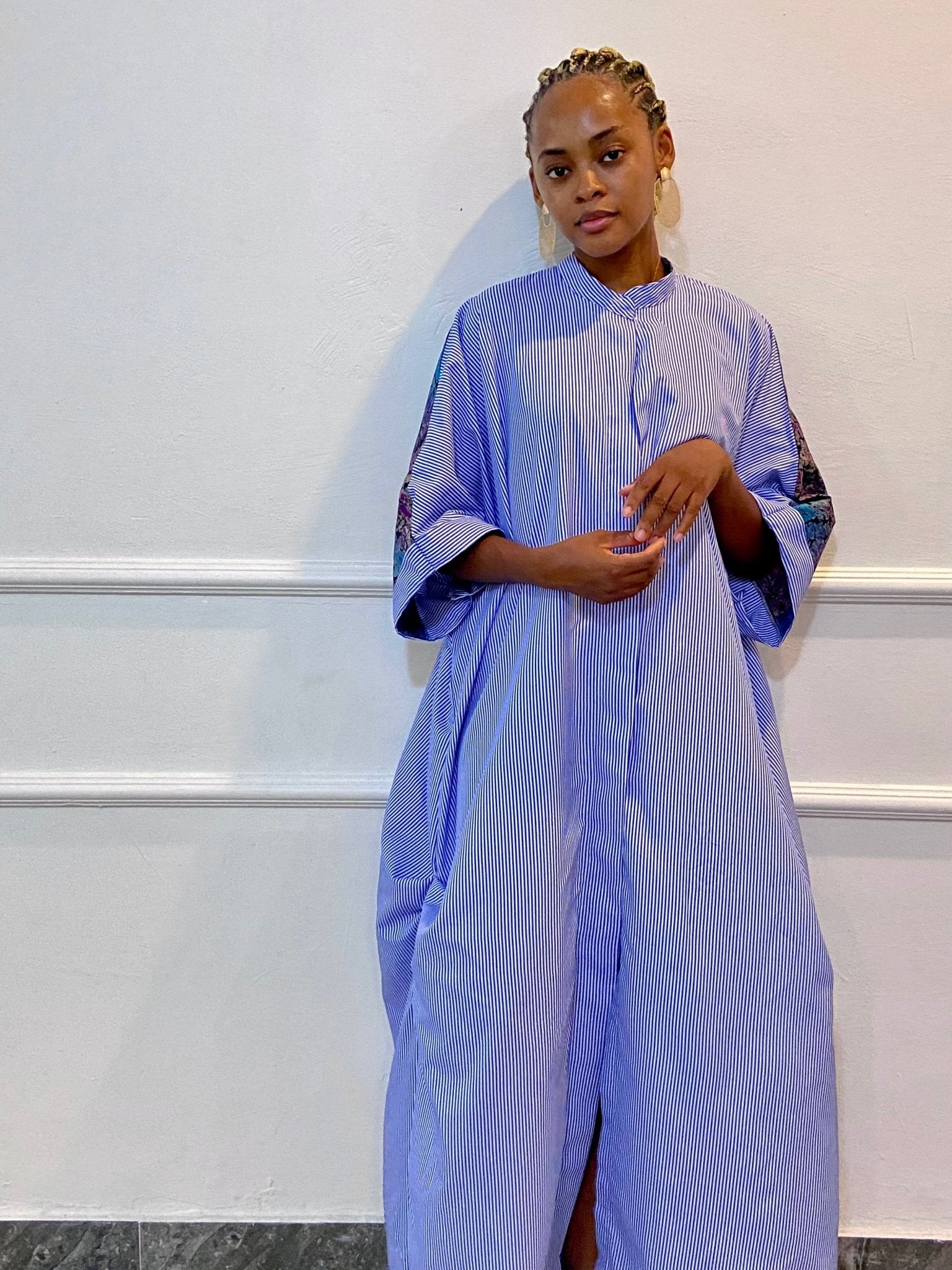 Adoley Dress – Effortless Elegance & Comfort by SakiCole (Grey & White) - Nathez out of Africa