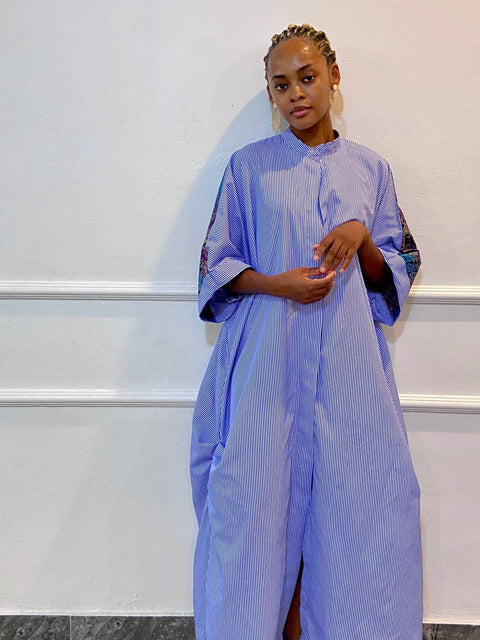 Adoley Dress – Effortless Elegance & Comfort by SakiCole (Grey & White) - Nathez out of Africa