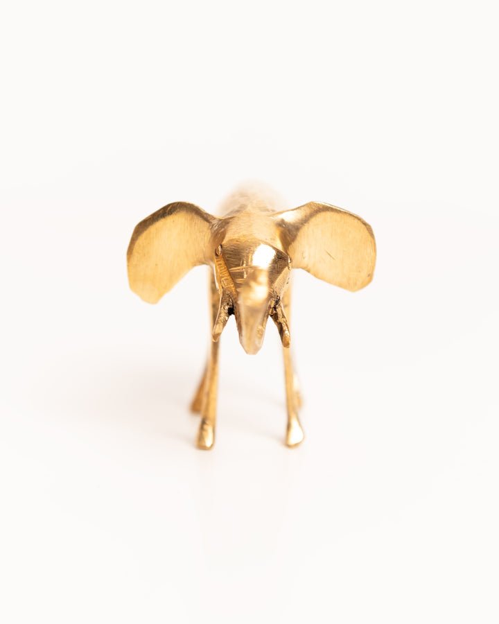 African brass elephant figurine — hand-cast artisan home decor and gift from Africa