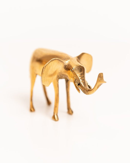 African brass elephant figurine — hand-cast artisan home decor and gift from Africa