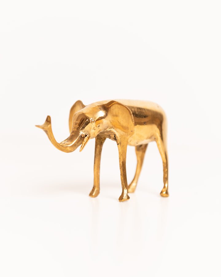 African brass elephant figurine — hand-cast artisan home decor and gift from Africa