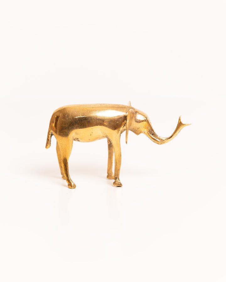 African brass elephant figurine — hand-cast artisan home decor and gift from Africa