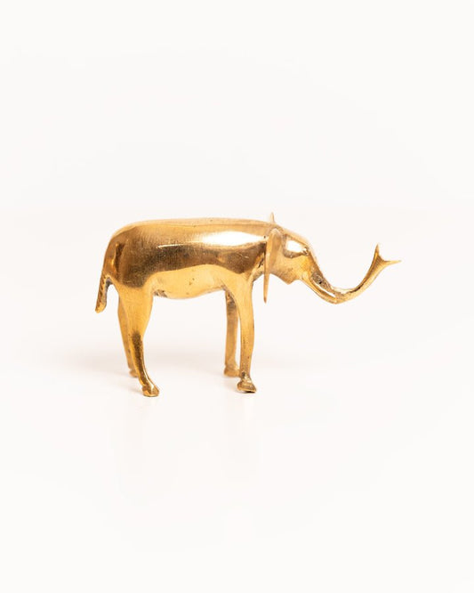 African brass elephant figurine — hand-cast artisan home decor and gift from Africa