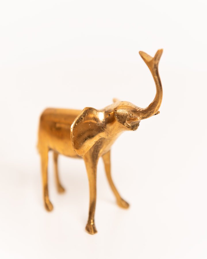 African brass elephant figurine — hand-cast artisan home decor and gift from Africa