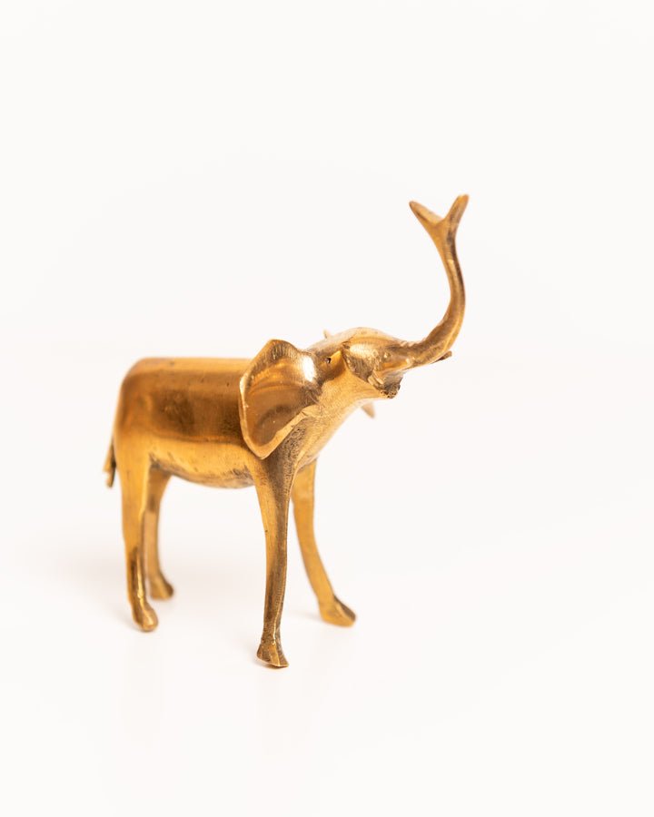 African brass elephant figurine — hand-cast artisan home decor and gift from Africa