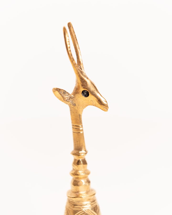 African brass gazelle bell figurine — hand-cast artisan home decor and gift from Africa