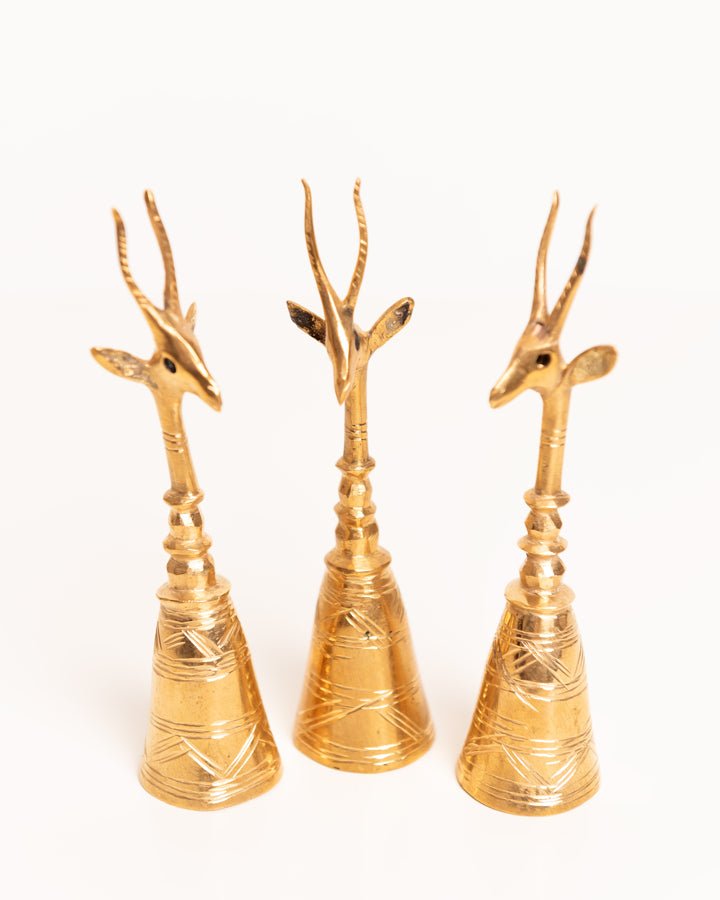 African brass gazelle bell figurine — hand-cast artisan home decor and gift from Africa
