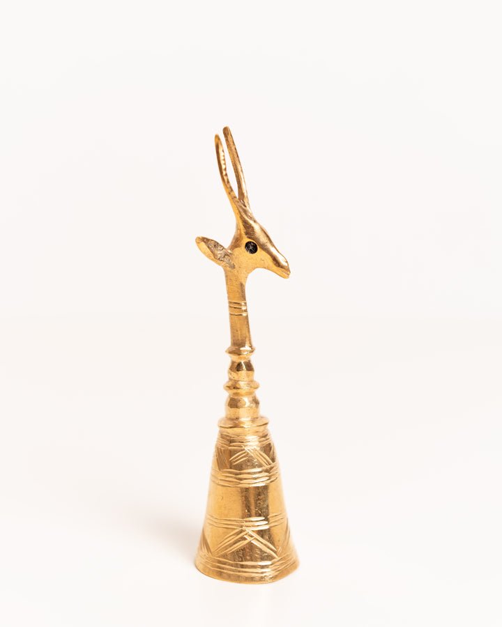 African brass gazelle bell figurine — hand-cast artisan home decor and gift from Africa