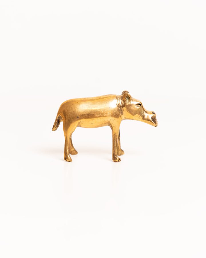 African brass hippo figurine — hand-cast artisan home decor and gift from Africa