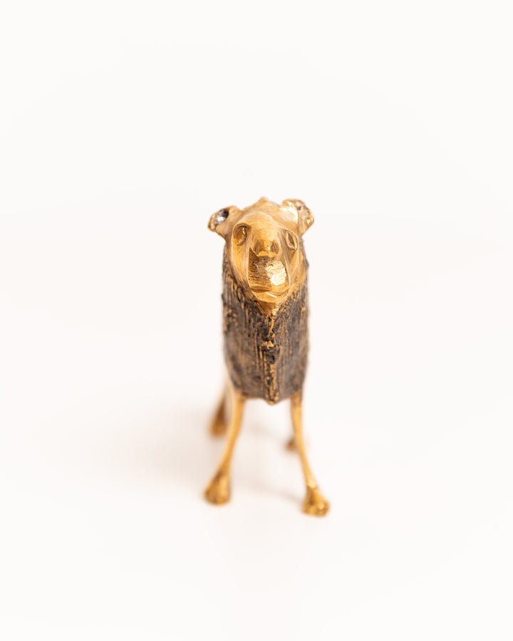 African brass lion figurine — hand-cast artisan home decor and gift from Africa
