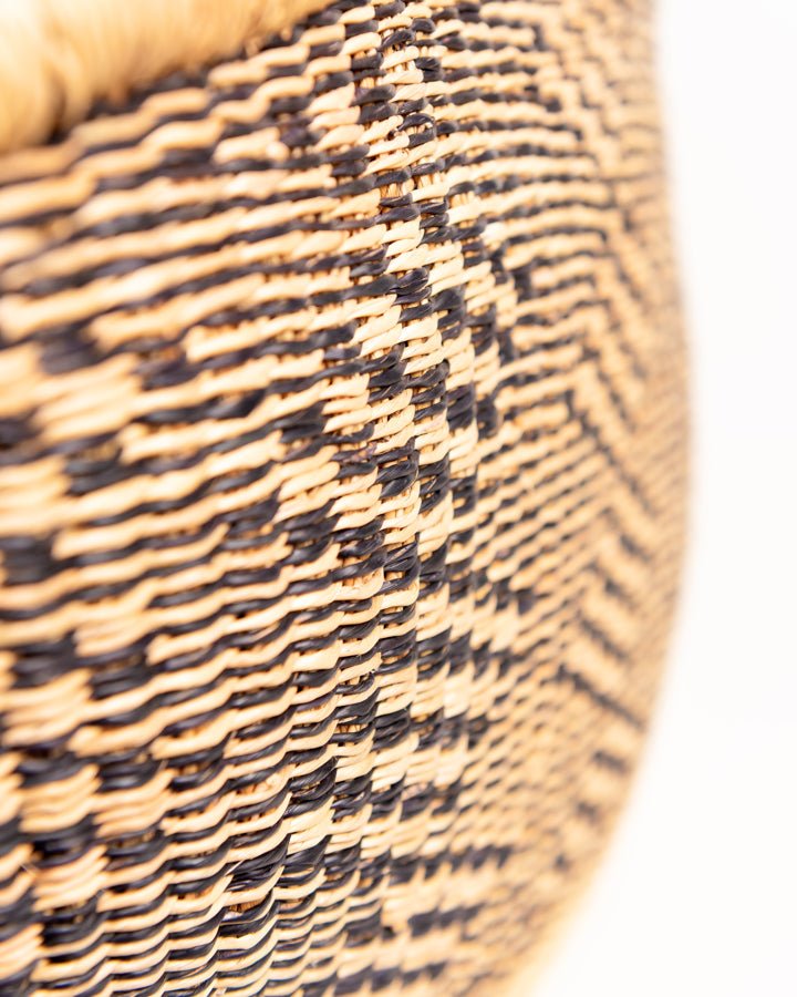 Afua hand-woven Bolga basket — colourful ethical African artisan basket, ethically made Ghana