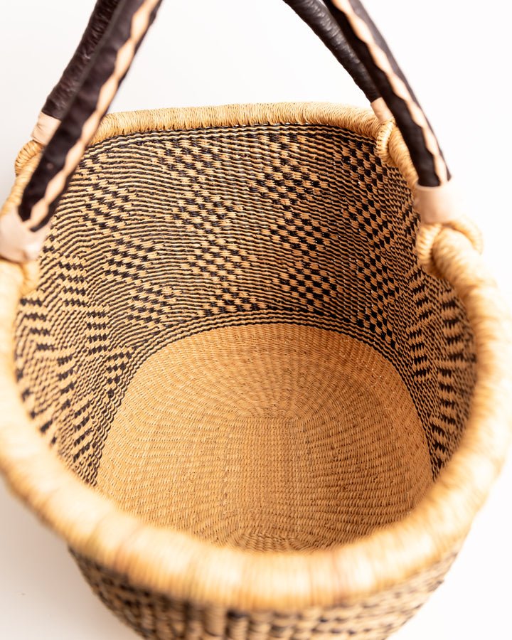 Afua hand-woven Bolga basket — colourful ethical African artisan basket, ethically made Ghana