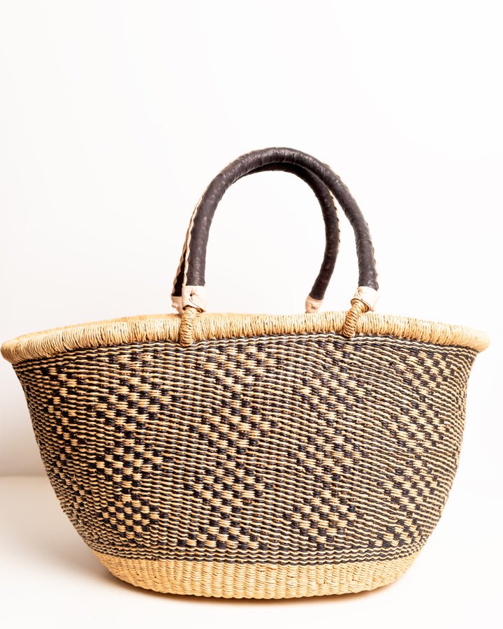 Afua hand-woven Bolga basket — colourful ethical African artisan basket, ethically made Ghana