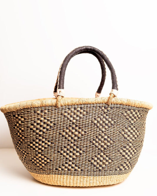 Afua hand-woven Bolga basket — colourful ethical African artisan basket, ethically made Ghana