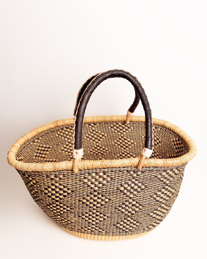 Afua hand-woven Bolga basket — colourful ethical African artisan basket, ethically made Ghana